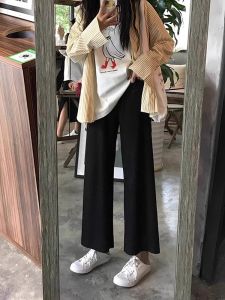 Quần Ống Rộng Bằng Lụa Băng Cạp Cao Mùa Hè Cho Nữ Quần Ống Đứng Rộng Rãi Quần Dài Đến Mắt Cá Chân Quần Dài Thường Ngày