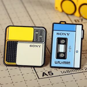 Trendy Set Homemade Sony Metal Badge Brooch Walkman Pin Ins Jewelry Retro Trendy Refrigerator Magnet
