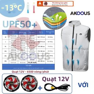Áo Vest Quạt Làm Mát USB 12V/5V Nam Chất Liệu Polyester Nhanh Khô Thoáng Khí Lý Tưởng Cho Mùa Hè Đi Bộ Đường Dài Câu Cá Cắm Trại Làm Việc Ngoài Trời Quần Áo Điều Hòa Không Khí Mát Lạnh