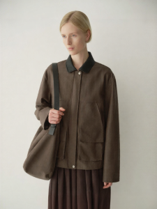 INSIS FEMME | Cotton Canvas Vintage Barn Coat with Color Block Collar Coating