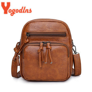 Yogodlns Vintage Crossbody Bag Women Soft PU Leather Shoulder Bag Multifunction Messenger Bag Small Square Bag Big Capacity Bag