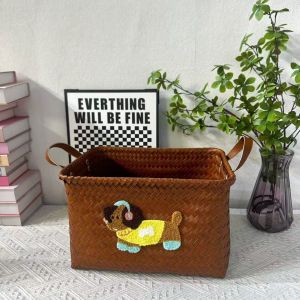 Japanese Style Large Capacity Wicker Basket Home Laundry Basket Toy Storage Basket Washable Dirty Clothes Basket Organizer