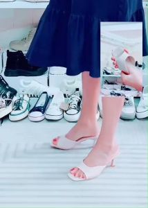 [JESSICASTORE] 7CM Height Korean Leather Slip-On Sandals for Women