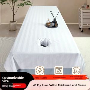 New Pure Cotton Beauty Massage Bed Sheet Special for Therapy Salon White Striped Massage Sheet Spa Professional Use