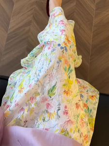 PAIBOLI | 2025 New Floral A-Line Mini Skirt Berkeley Moonlight Skirt For Pear Shaped Body Commute Korean Style Loose Fit High Waist Midi Skirt