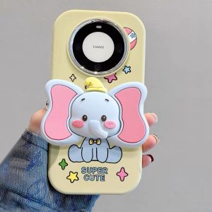 Oppo Reno Series Protective Case with Small Flying Elephant Stand Cute Cartoon Pattern Silicone Material Supports 5G Signal
