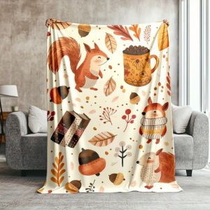 VIKAMA Autumn Forest Animal Carpet Squirrel Oak Maple Leaf Soft Skin friendly Hair not Falling off Living Room Sofa Decoration