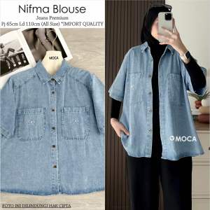 ZELITA BLOUSE JEANS POLOS BY MOCA ATASAN WANITA