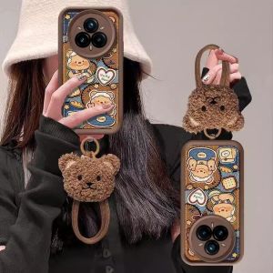 Phone Case Realme 14 Pro + Realme 14X C75x Realme14Pro+ Plus 5G Cute Vintage Butter Bear Soft Casing with Plush Doll Lanyard Lens Protection Shockproof Silicone Soft Cover 2025