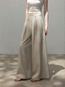 Cantonstory | Vintage Style High Waist Tapered Wide Leg Trousers