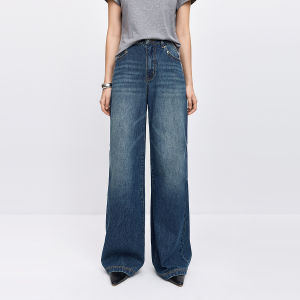 Lily | Quần Jeans Cotton Phong Cách Vintage Thoáng Mát Chân Rộng
