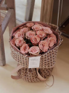 Chic Chanel-Style Fabric Flower Bouquet Wrapping Paper Classy Accessible Luxury Plaid Cloth Seasoning Bag Flower Cloth Flower Shop Materials