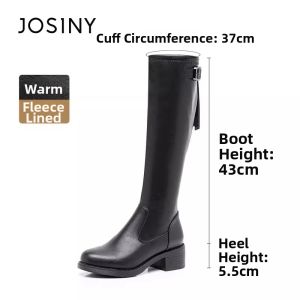 Josiny | Slimming Black Over-the-knee Boots Coarse Heels Knight Style