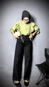 Lalena Blouse Wanita Ruffle Tali Depan Busui Polo Linen