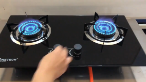 TIXX 5.2KW Embedded Gas Stove Double Burner Built-in Glass Panel Easy to Clean