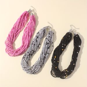 1PC Bohemian fashion handmade beaded multi-layer beaded womens necklaces seaside vacation jewelry wedding party gifts