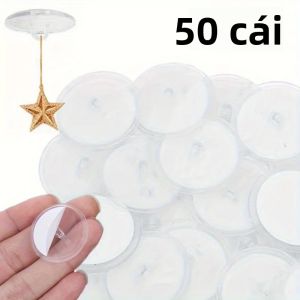 50 Móc Trần Mini Trong Suốt Tự Dính Không Để Lại Vết Tích Dùng Trang Trí DIY Tiệc Tùng Giáng Sinh Dễ Lắp Đặt Chất Liệu PVC