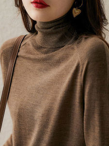 Fashionable High-End French Style High Neck Wool Knitted Sweater Long Sleeve Underwear