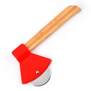 Creative Axe Shaped Stainless Steel Pizza Cutter With Wooden Handle For Home Kitchen Baking Pizza Slicing Waffle Cutting Tool