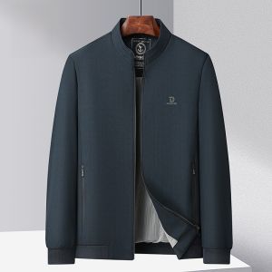 ROMON | Lormen Mens Stand Collar Jacket Autumn New Business Casual Administrative Outerwear For Middle-Aged And Elderly Fathers