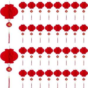 10/20 PCS Chinese Lantern Decoration Foldable Waterproof Good Luck Chinese 2026 New Year Spring Festival Supplies or Decoration