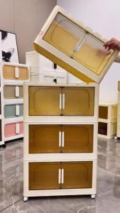 🔥HOT SALES🔥ตู้เก็บของ 51cm ตู้อเนกประสงค์ ตู้วางของมีหลายชั้น ความจุสูง ตู้เสื้อผ้าที่มีล้อสามารถพับเก็บได้ กล่องเก็บของ