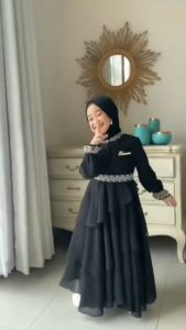 Baju Anak Perempuan MIKAYLA DRESS KIDS BAHAN CERUTY BABYDOLL Ukuran M L XL Gamis Wanita Remaja Dress Anak Perempuan Variasi Warna SAGE / PEACH / OLIVE / PURPLE / BLACK