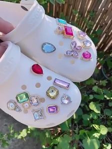 Metal jibbitz cross charm Shoe Buckle Hole Shoe Accessories metal Gem Ruby Sapphire High Quality Shoe Accessories