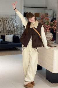 SHIMO | Suede Faux Fur Womens Short Down Vest Winter 2025 New Style For Petite