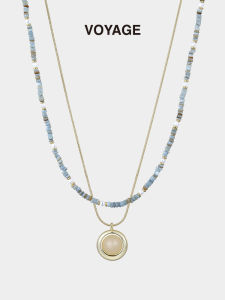 Double Layer Natural Stone Beaded Necklace for Women Sweet Cool Sweater Chain High End Lightweight Luxury Fashion Accessory