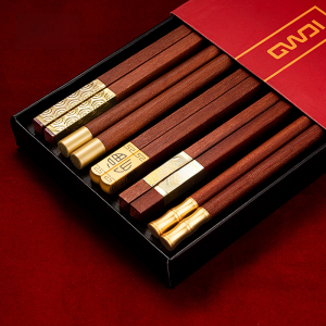 High-End Red Teak Wood Chopsticks Anti-Slip Mold Resistant Luxury Home Use Chopsticks Customizable Personal Use Wooden Chopsticks