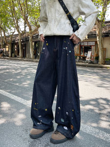 กางเกงยีนส์ทรงหลวมสไตล์อเมริกันสำหรับผู้ชาย กางเกงขายาวทรงหลวม ทรงหลวม ทรงหลวม กางเกงยีนส์ทรงหลวม ทรงหลวม