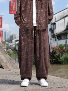New Chinese Style Corduroy Suit Mens Long Sleeve Button up Shirt Outerwear Autumn Season Large Size Fashionable Brand