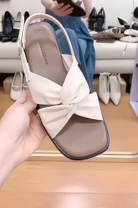 sandal nữ đế bệt quai xoắn da mềm êm chân hàng full box