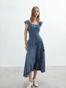 ONLY | Sleeveless Irregular Sweet Tencel Denim Dress