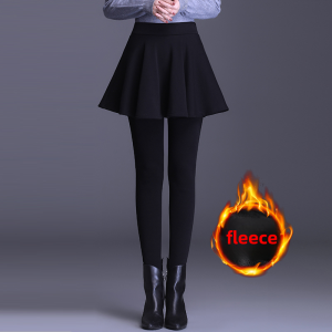 Slimming plus Size Fleece Lined Thin Womens Leggings Skirt Outerwear Bottoming Pants Long Cotton Polyester Spandex Blend