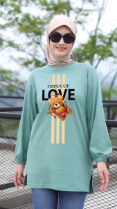 Forever cloth Kaos Oversize Lengan Kerut wanita Cotton Combed 24s Beli 4 Gratis 1 kaos Random