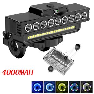 USB Rechargeable Bike Front Light With 120dB Cycling Bike Horn Waterproof MTB Bikes Highlight For Night Cycling Easy To Install