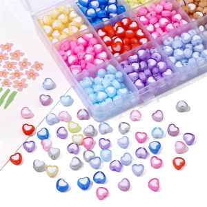 30Pcs 8mm Fancy Colorful Acrylic Heart Beads Charms for Jewelry Making DIY Earring Bracelet Necklace Accessories