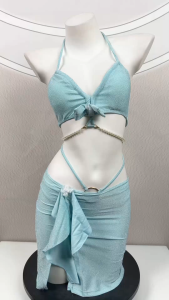 LALUNA SWIM ชุดว่ายน้ำ 2 ชิ้น ชุดว่ายน้ำผู้หญิงเทสดี ชุดใส่ไปชายทะเลผู้หญิง มีไซส์ M-XL | น้ำหนัก 40-65 กก. BK-138