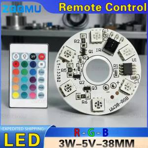 LED 3W DC5V RGB Light Panel 38mm Colorful Gradient Chip With Remote For DIY Beech Wood Lamp Stage Lighting Source