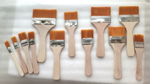 12pcs/Set Kuas Lukis Lebar Gagang Kayu Kuas Bulu Nylon Kuas Lukis Bali Artist Flat Painting Brush