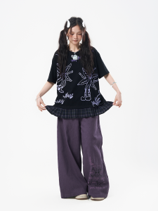 เสื้อยืดแขนสั้นพิมพ์ลายสก็อตสีดำ ทรงหลวม ทรงยูนิเซ็กซ์ ผ้าฝ้าย 100% สำหรับฤดูร้อน สไตล์ Y2K สำหรับผู้หญิง