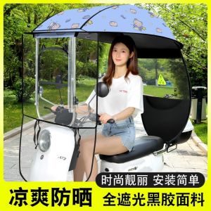 Electric Bike Waterproof Sunshade Cartoon Windproof New Safety Umbrella High Definition Electric Carriage Roof Cover