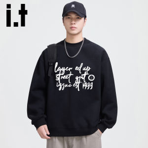 izzue | White Mens Round Collar American Style Heavyweight Hoodie