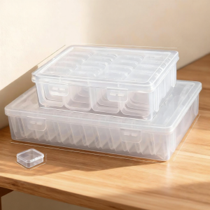 NUOXUNDE | Puzzle Beans Transparent Storage Box Partitioned