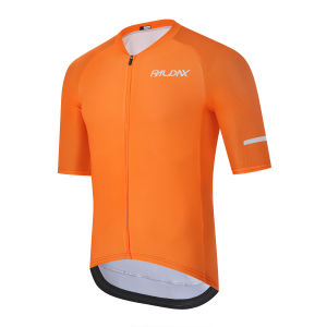 RAUDAX Mens Vibrant Orange Summer Cycling Jersey Quick Drying Short Sleeve Mountain Bike Riding Shirt Outdoor Bicycle Clothing