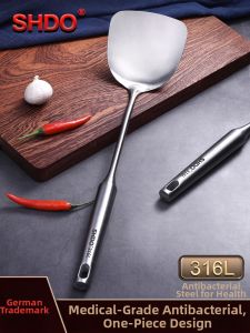 SHDO | 316L Stainless Steel One-piece Construction Long Handle Cooking Spatula