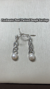 MILLENNE Millennia 2000 Freshwater Pearls Celtic Hook Silver Dangle Earrings with 925 Sterling Silver