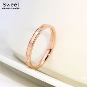 Simple Chic English Letter Titanium Steel Rose Gold Ring